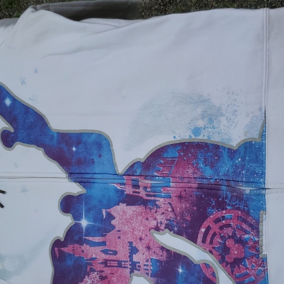 Disneyland Resort 2017 Sz Large Zip Up Hoodie White Stretch Cotton Mickey Mouse - Picture 16 of 16